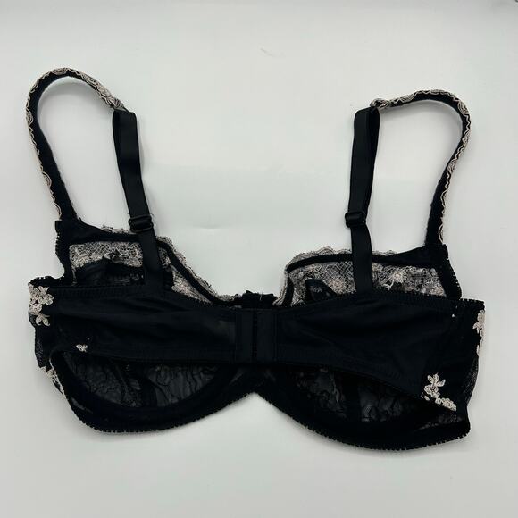 Felina Lingerie Bra 34DD Black Sheer Lace Embroidered Unlined Underwire Floral - Picture 5 of 10